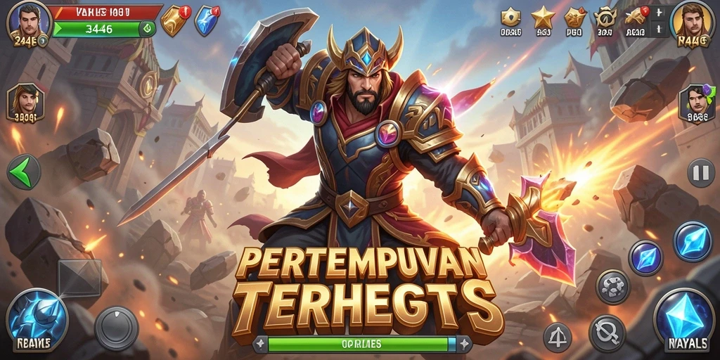 Screenshot menunjukkan aksi pertempuran intens dalam game Battle Royale.