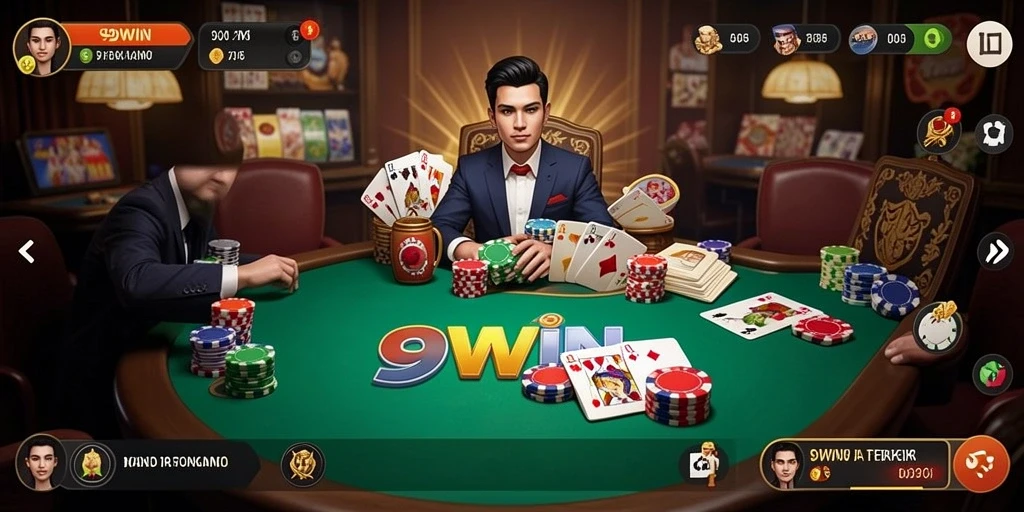 Tampilan gameplay mendebarkan di 9WIN saat bermain Poker.