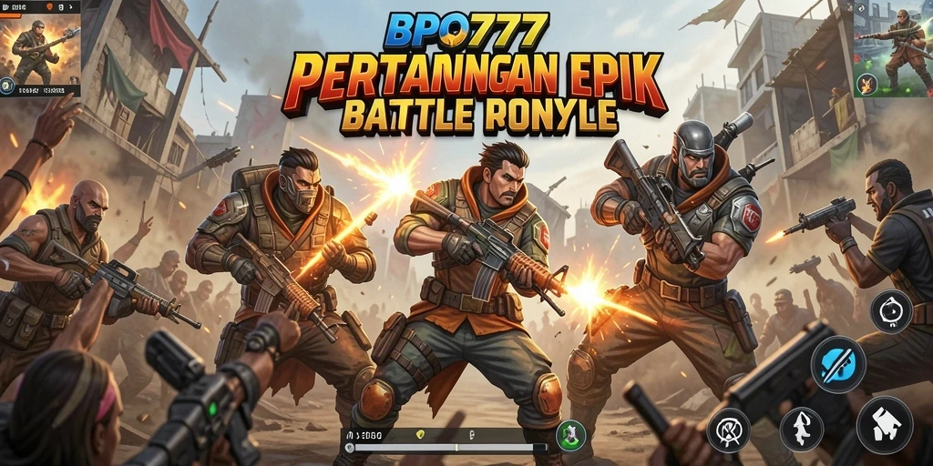 Tampilan gameplay BPO777 yang intens dan menegangkan di arena Battle Royale.