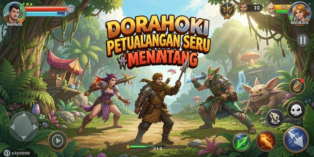 Gameplay seru dalam DORAHOKI yang penuh petualangan.