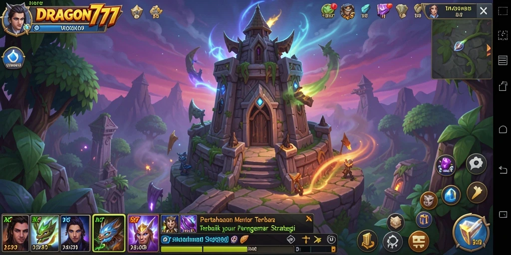 Tampilan menarik dari gameplay menara pertahanan di DRAGON777.