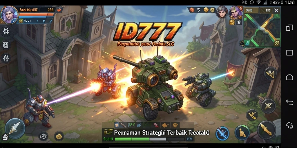 Tangkapan layar menunjukkan pertempuran strategi yang intens dalam ID777.