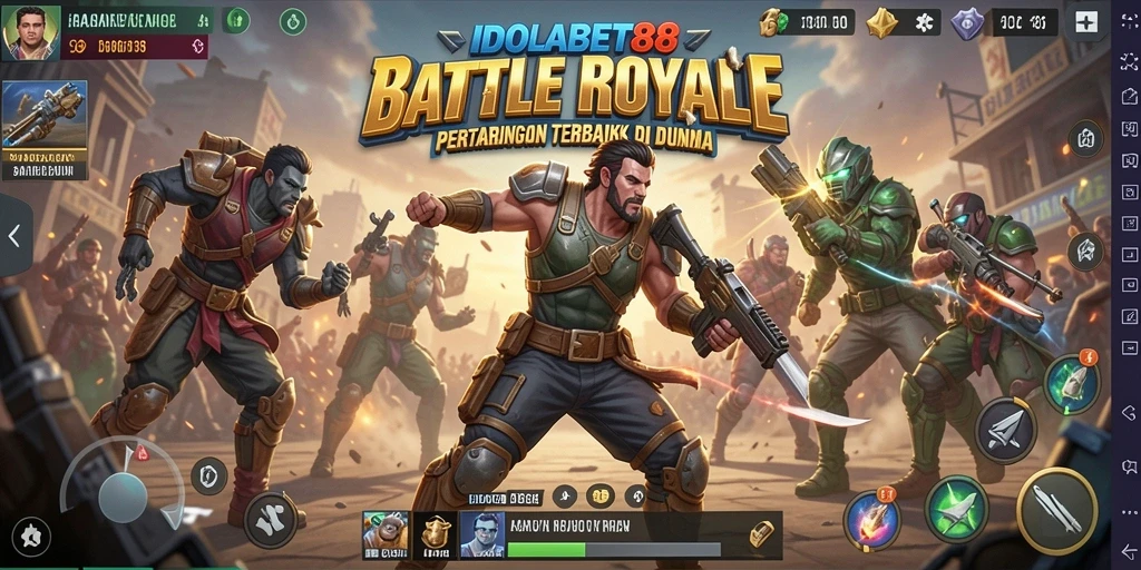 Screenshot gameplay IDOLABET88 dengan aksi seru dalam Battle Royale.