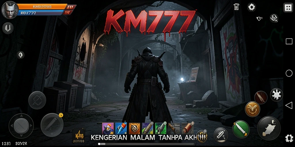 Screenshot menunjukkan gameplay menegangkan di KM777.