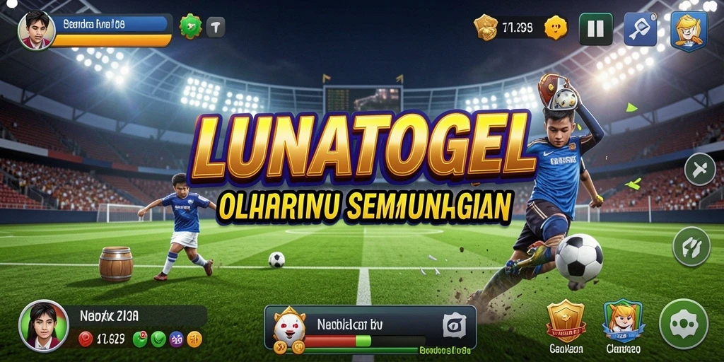 Screenshot permainan LUNATOGEL yang menunjukkan aksi olahraga seru.