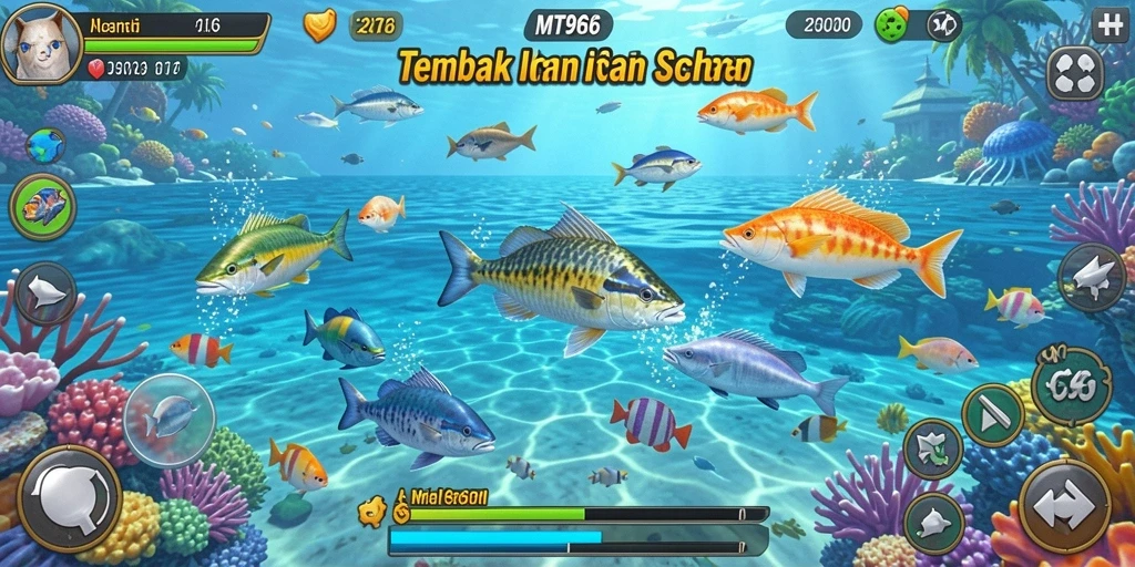 Screenshot gameplay MT966 menampilkan aksi seru menembak ikan.