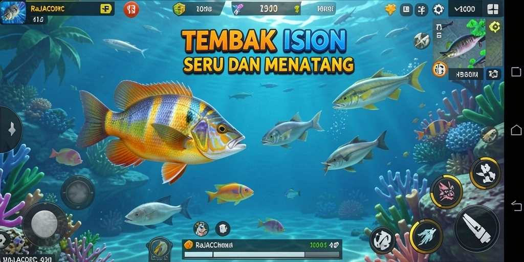 Screenshot gameplay Tembak Ikan RAJACORC yang menarik.