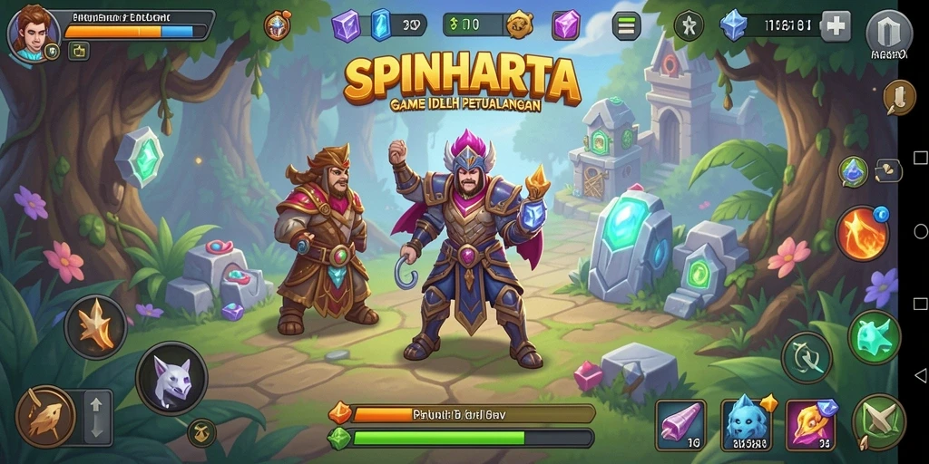 Tangkapan layar gameplay SPINHARTA menunjukkan pengumpulan harta yang menawan.