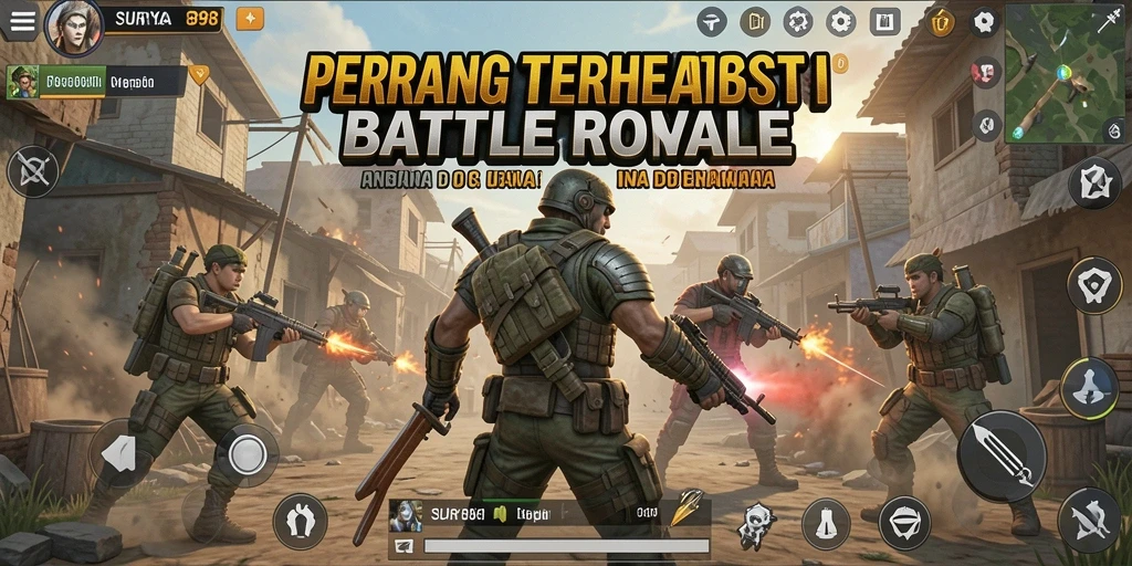 Tampilan epic gameplay SURYA898 dalam pertempuran Battle Royale.